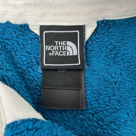 North Face Teal Blue Long Sleeve Zip Up Pockets Fleece Sweater Jacket Small - Picture 6 of 15